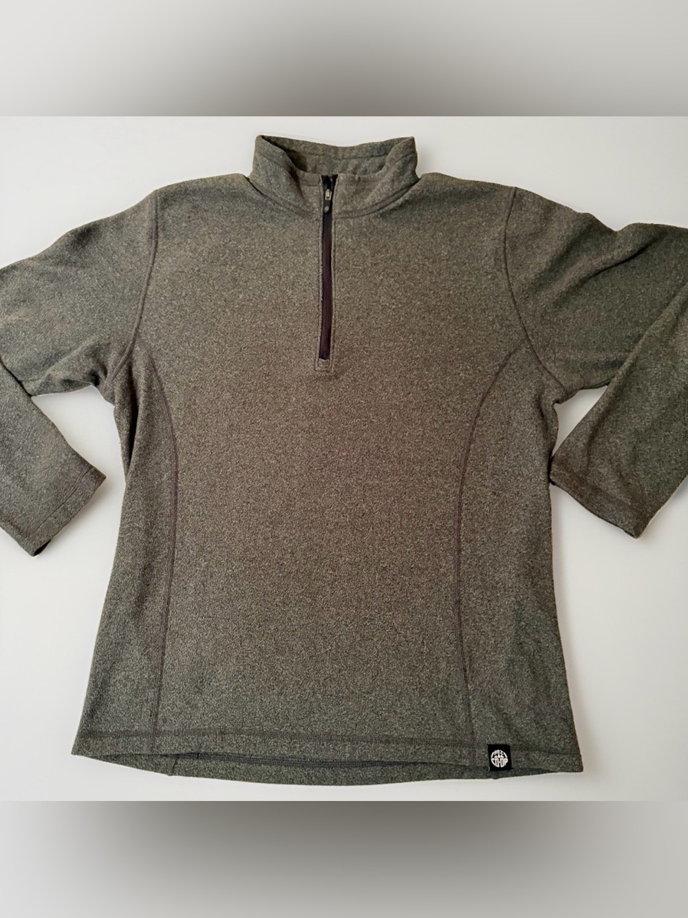 REI Co-op Mens M Gray Heather Quarter Zip Pullover Activewear Long Sleeve Top